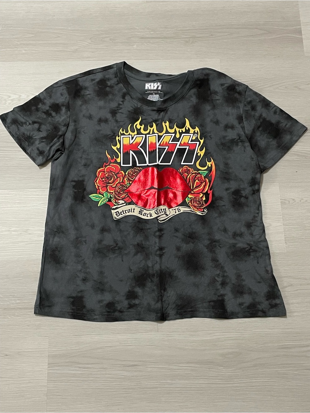KISS Black Tie-Dye Graphic Tee